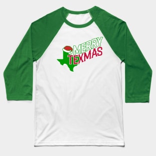 Merry Texmas State with Santa Hat Baseball T-Shirt